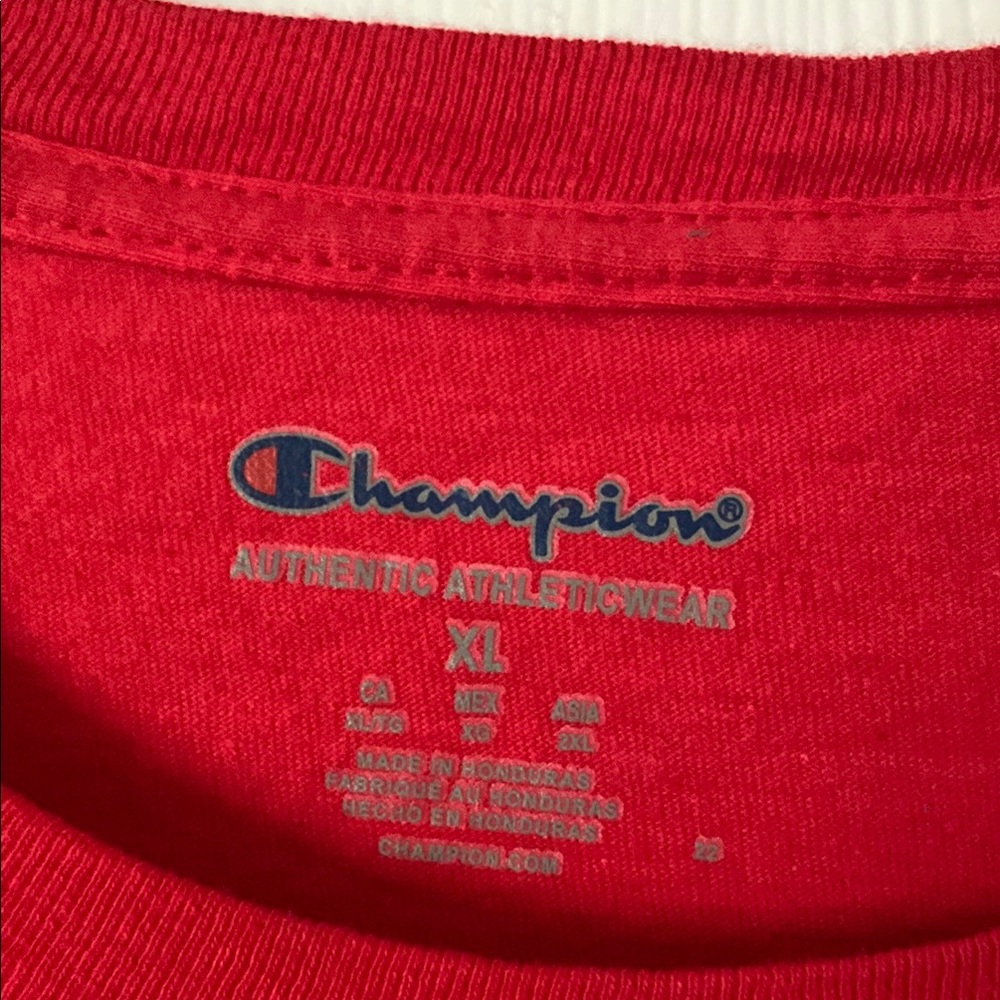 Champion Red Tee with Blue Splash Graphic - Picture 2 of 4